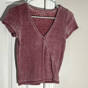 Reddish pink cropped T